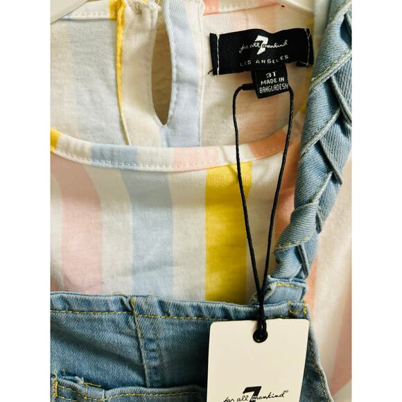 7 for All Mankind Two Piece Denim Overall Set Size 3T NWT - Picture 4 of 5